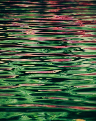 白天有绿色和粉红色的水